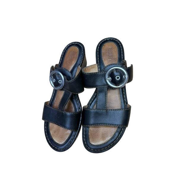 "BORN" Women's Open Toe Slip On Sandal SZ 39 (8) Wedge Heel Y2K Cottage Core - Picture 3 of 14